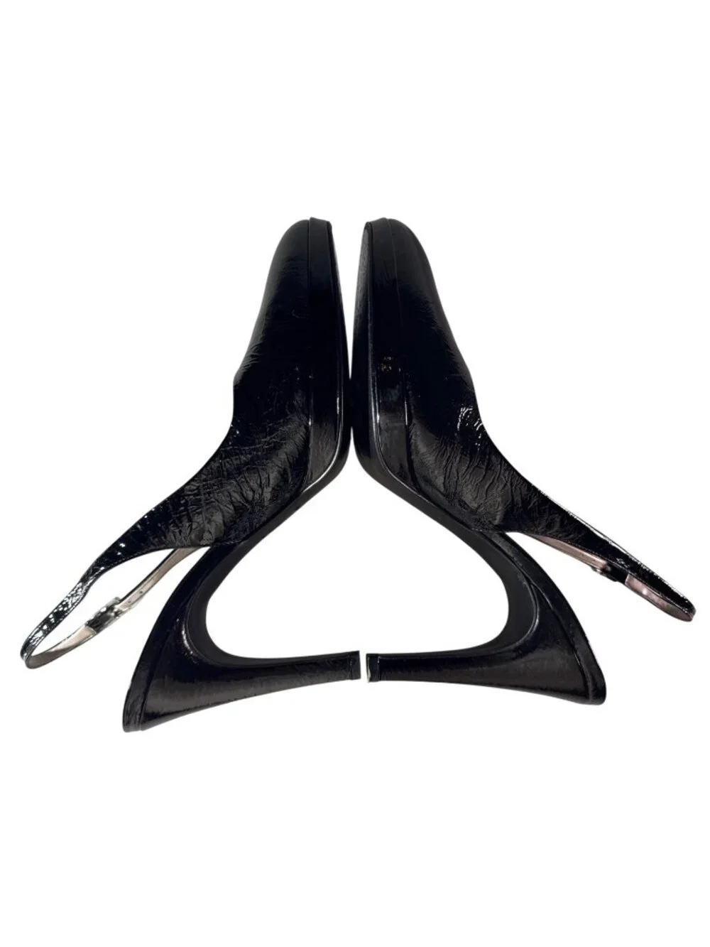 MAX DeCARLO Black Patent Leather Slingback Heels 9.5B Made In Italy
